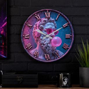 Funny Greek Philosopher Bubble Gum  Large Clock