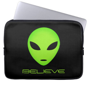 Funny green alien cartoon custom laptop sleeve