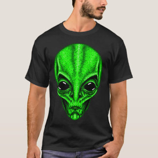 Funny Green Alien Head Cute Ufo T-Shirt