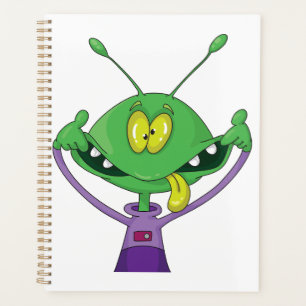 Funny Green Alien Making Silly Face Planner