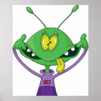 Funny Green Alien Making Silly Face