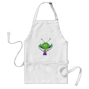 Funny Green Alien Making Silly Face Standard Apron