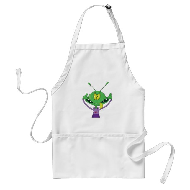 Funny Green Alien Making Silly Face Standard Apron (Front)