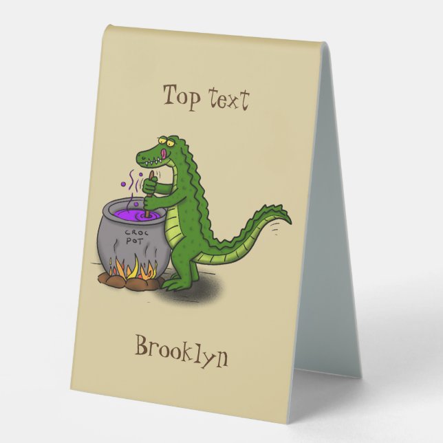 Funny green alligator cooking cartoon (Front)