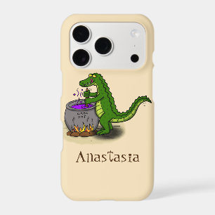 Funny green alligator cooking cartoon
