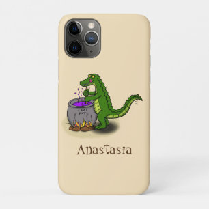 Funny green alligator cooking cartoon iPhone 11 pro case