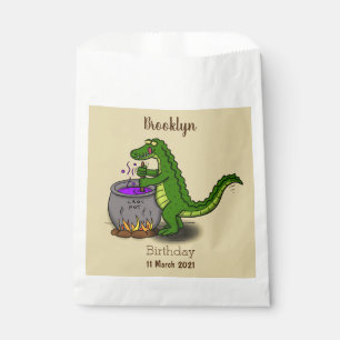 Funny green alligator cooking cartoon favour bag