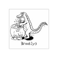 Funny green alligator cooking cartoon