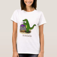 Funny green alligator cooking cartoon
