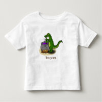 Funny green alligator cooking cartoon