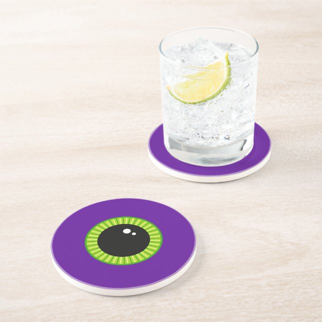 Funny Green and Purple Monster Eyeball Coaster (Side)