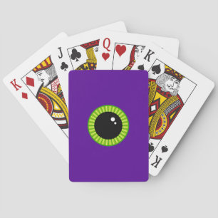 Funny Green and Purple Monster Eyeball Playing Cards