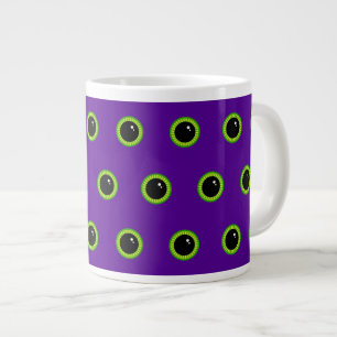Funny Green and Purple Monster Eyes Large Coffee Mug