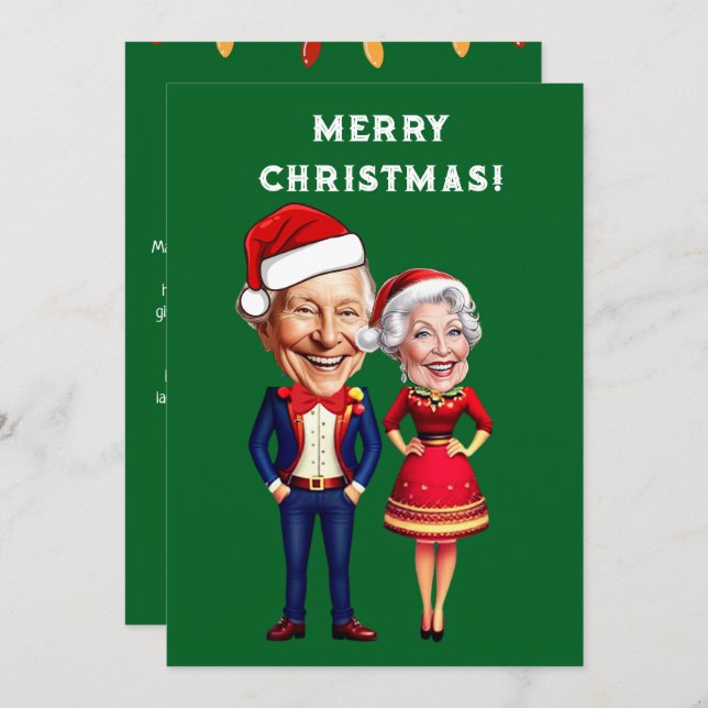 Funny Green and red Xmas Caricature couple (Front/Back)