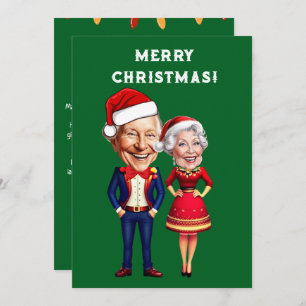 Funny Green and red Xmas Caricature couple
