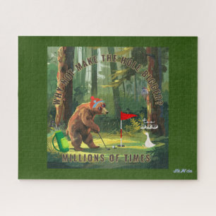 funny green bear golf jigsaw puzzle
