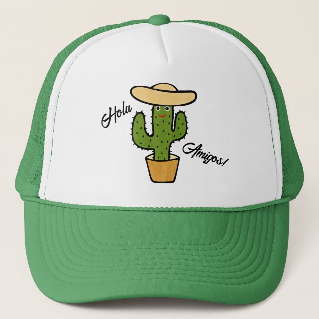Funny green cactus trucker hat (Front)