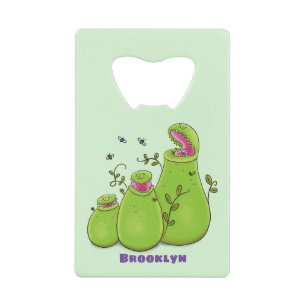 Funny green carnivorous pitcher plants cartoon