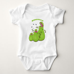Funny green carnivorous pitcher plants cartoon baby bodysuit