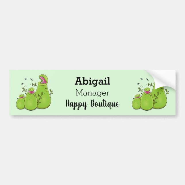 Funny green carnivorous pitcher plants cartoon bumper sticker (Front)