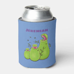 Funny green carnivorous pitcher plants cartoon can cooler