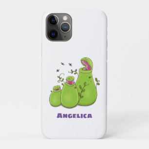 Funny green carnivorous pitcher plants cartoon iPhone 11 pro case