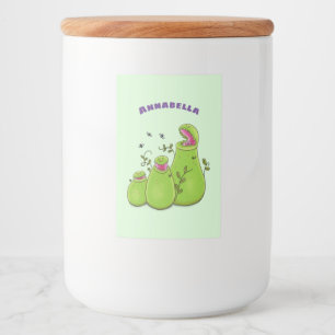 Funny green carnivorous pitcher plants cartoon food label