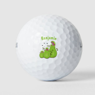 Funny green carnivorous pitcher plants cartoon golf balls