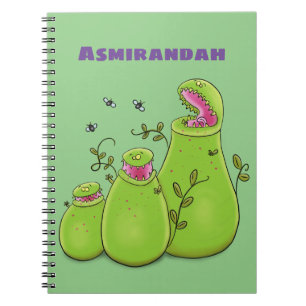 Funny green carnivorous pitcher plants cartoon notebook