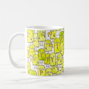 Funny Green Cartoon Birds Coffee Mug