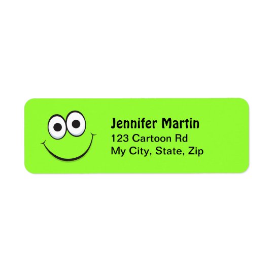 Funny green cartoon face return address labels