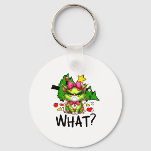 Funny Green Cat Christmas Tree Merry Xmas Humor Ca Key Ring
