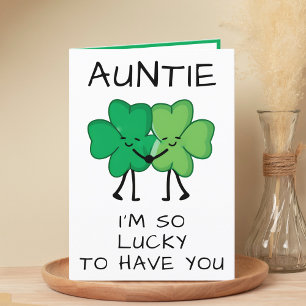 Funny Green Clover St Patrick's Day Aunt Birthday Thank You Card