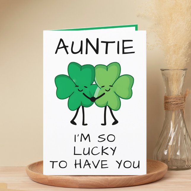 Funny Green Clover St Patrick's Day Aunt Birthday Thank You Card (Funny Green Clover St Patrick's Day Aunt Birthday Thank You Card)
