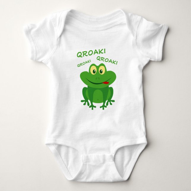 Funny green croaking tode frog baby bodysuit (Front)