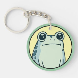 Funny Green Deadpan Frog Toad  Key Ring