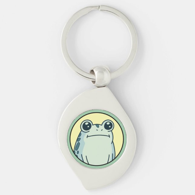 Funny Green Deadpan Frog Toad  Key Ring (Front)