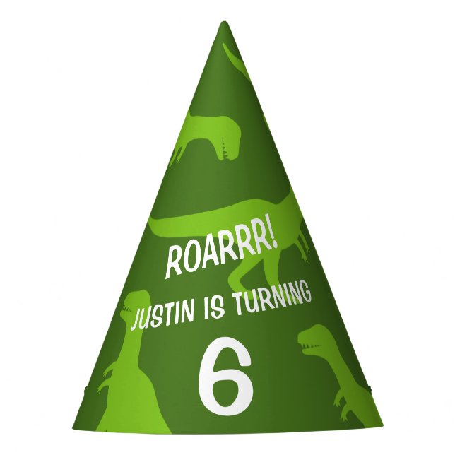 Funny green dinosaur theme Birthday party hats (Front)