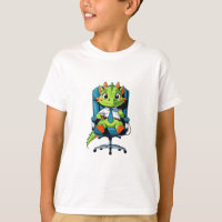 Funny Green Dragon Cartoon Kids T-Shirt