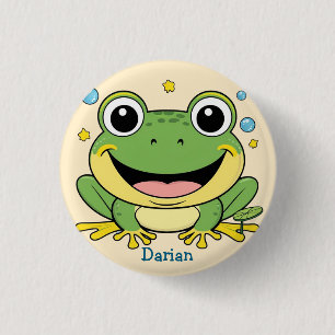 Funny Green Frog animal wildlife cartoon Birthday 3 Cm Round Badge