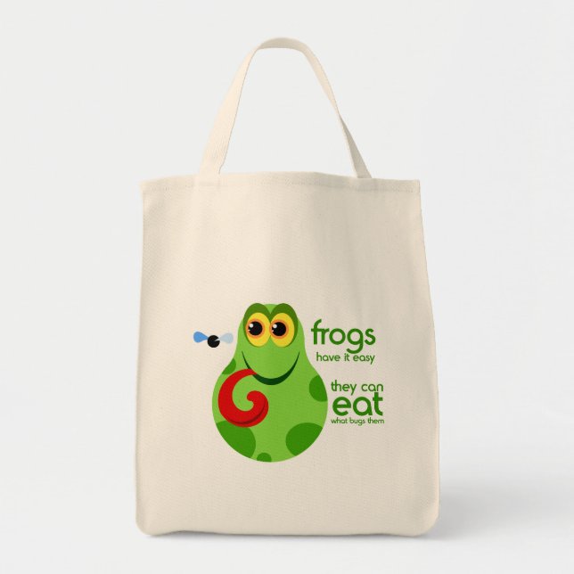 Funny Green Frog Canvas Shopping Bag (Front)