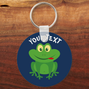 Funny green frog cartoon keychain for kids