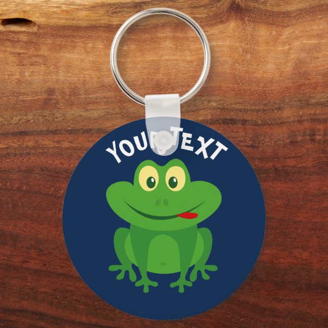Funny green frog cartoon keychain for kids (Front)