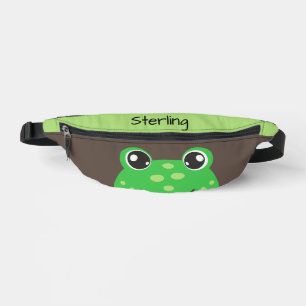 Funny Green Frog Personalised Kid's Bum Bags