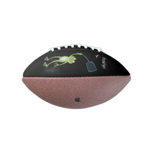 Funny green frog swatting fly cartoon football