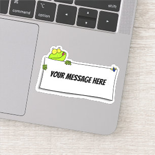 Funny green frog with sign cartoon