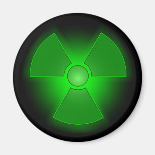 Funny green glowing radioactivity symbol magnet