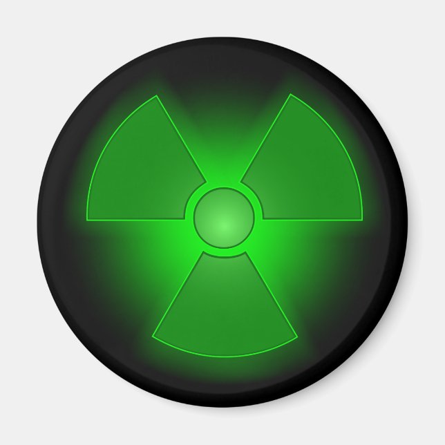 Funny green glowing radioactivity symbol magnet (Front)
