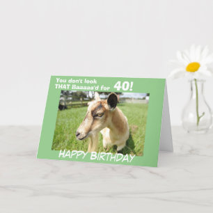 Funny Green Goat Humour Custom Birthday Card
