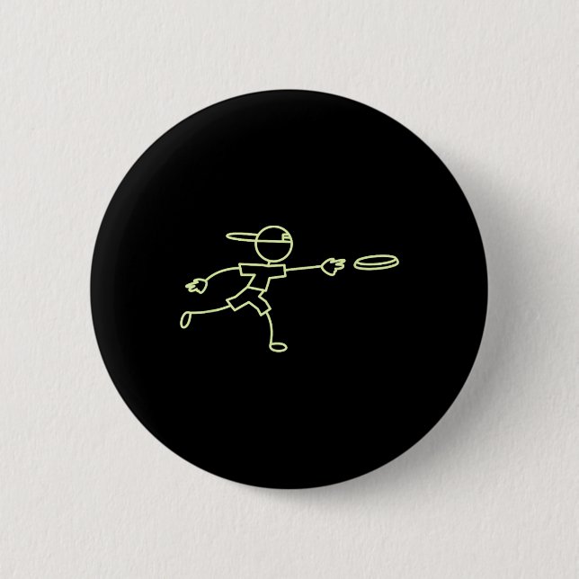 Funny Green Golf Disc Stickman  6 Cm Round Badge (Front)
